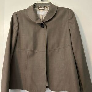 Calvin Klein Women's Taupe Single-Button Collar Jacket